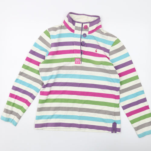 Joules Womens Multicoloured Striped Cotton Pullover Sweatshirt Size 12 Button