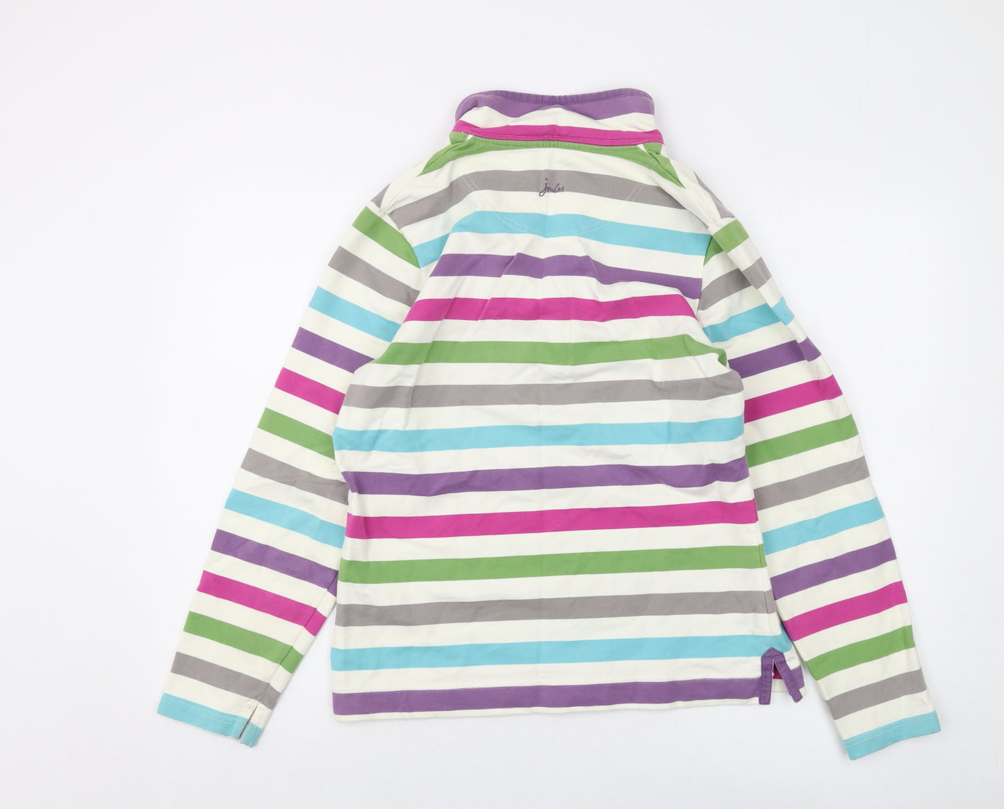 Joules Womens Multicoloured Striped Cotton Pullover Sweatshirt Size 12 Button