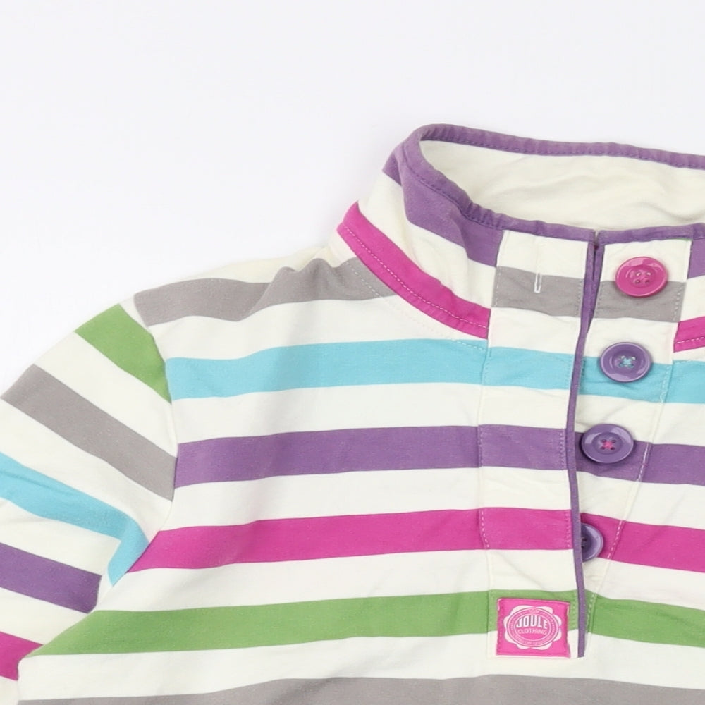 Joules Womens Multicoloured Striped Cotton Pullover Sweatshirt Size 12 Button