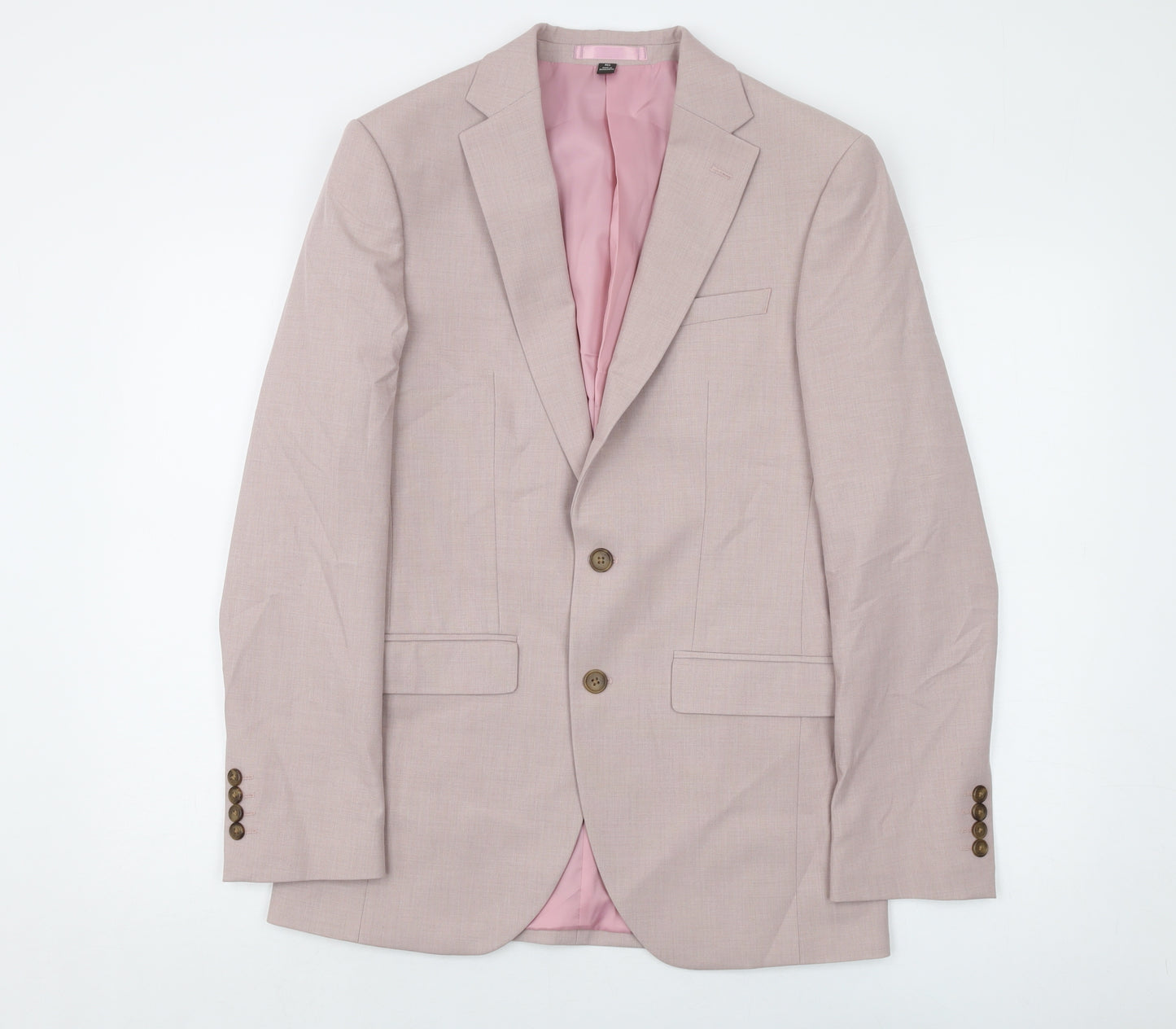 Marks and Spencer Mens Pink Polyester Jacket Suit Jacket Size 36 Regular