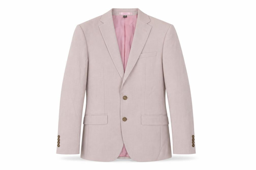 Front view of Marks & Spencer men’s pink polyester jacket suit jacket, size 36, regular