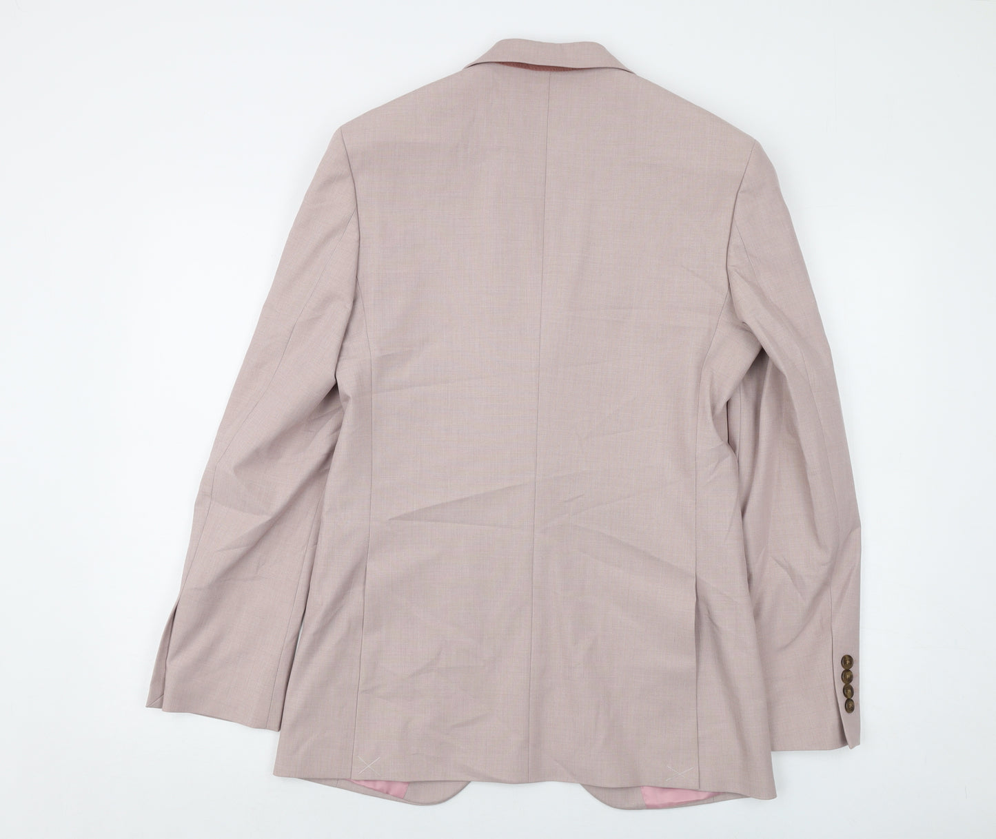 Marks and Spencer Mens Pink Polyester Jacket Suit Jacket Size 36 Regular