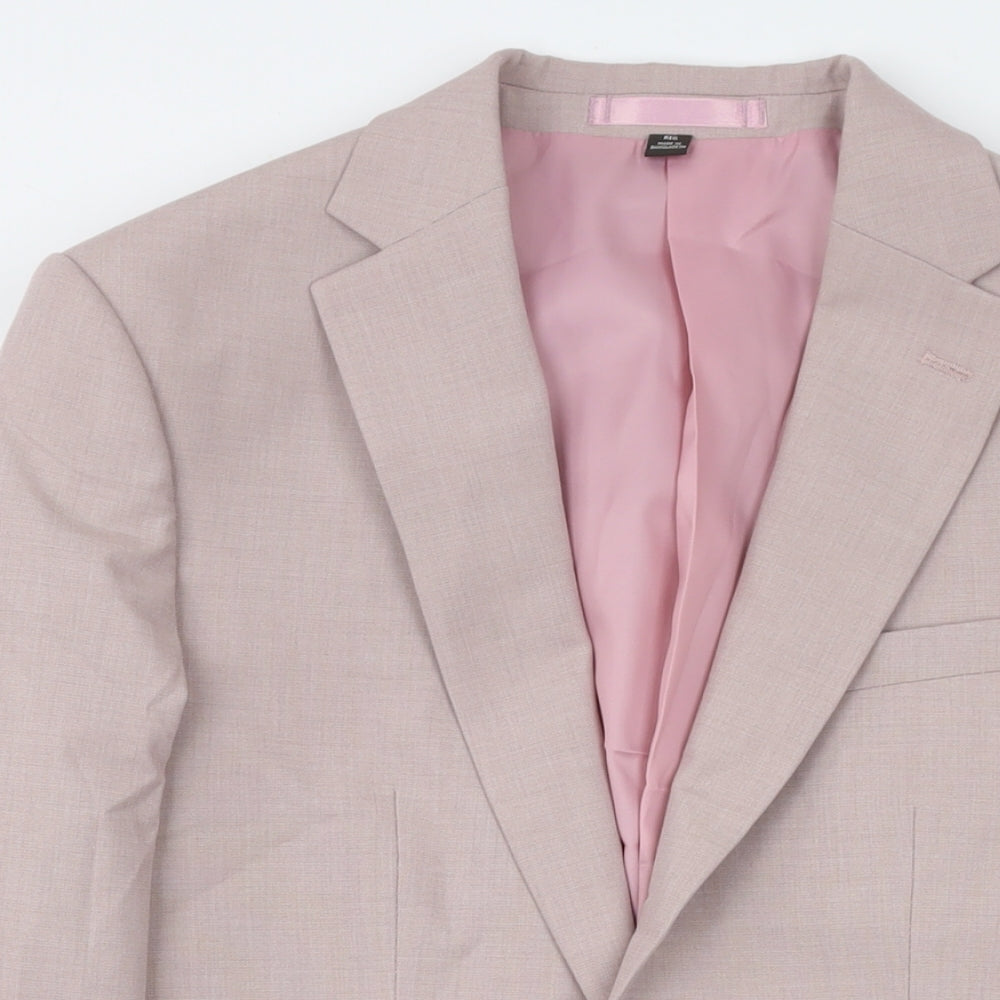 Marks and Spencer Mens Pink Polyester Jacket Suit Jacket Size 36 Regular