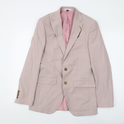 Marks and Spencer Mens Pink Polyester Jacket Suit Size 36 Regular