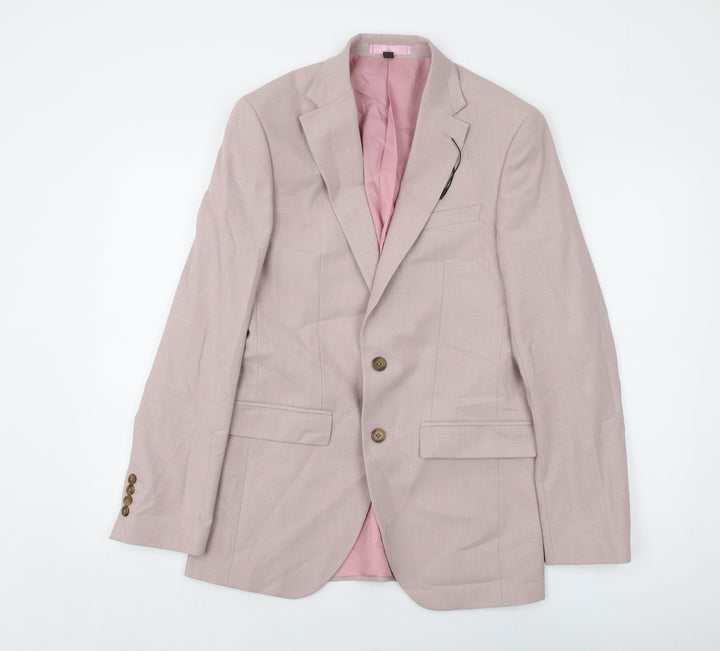 Marks and Spencer Mens Pink Polyester Jacket Suit Size 36 Regular