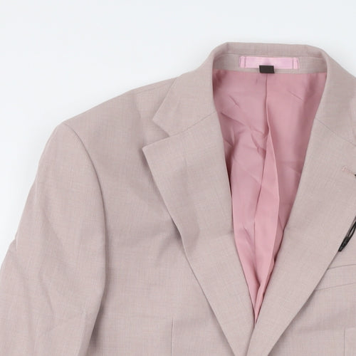 Marks and Spencer Mens Pink Polyester Jacket Suit Size 36 Regular