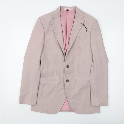 Marks and Spencer Mens Pink Polyester Jacket Suit Jacket Size 36 Regular