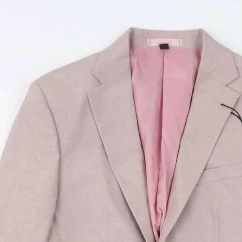 Marks and Spencer Mens Pink Polyester Jacket Suit Jacket Size 36 Regular