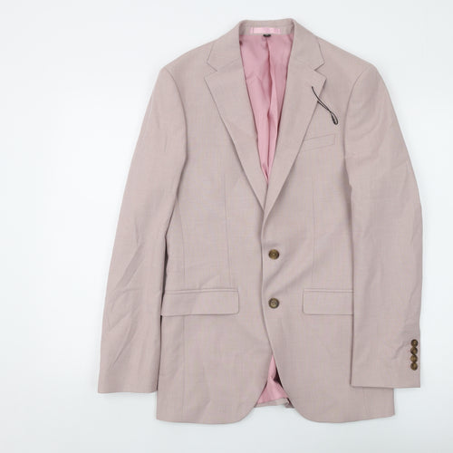 Marks and Spencer Mens Pink Polyester Jacket Suit Jacket Size 36 Regular