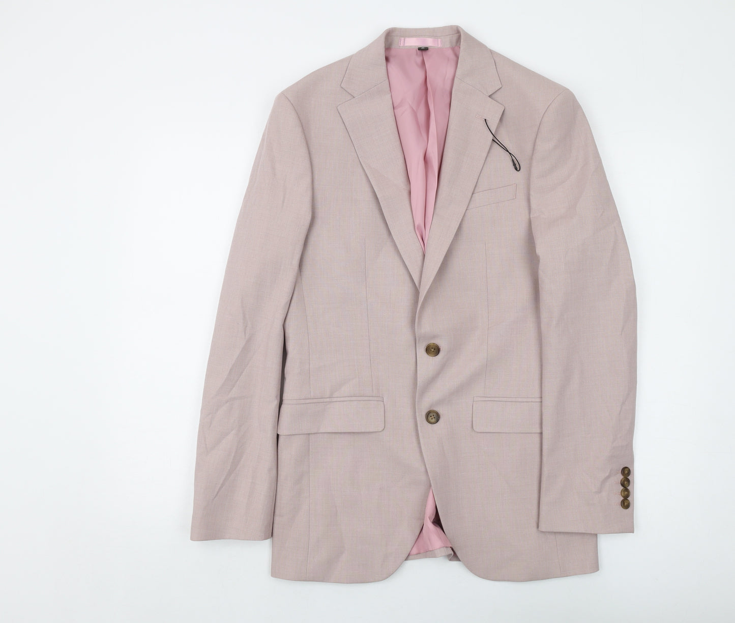 Marks and Spencer Mens Pink Polyester Jacket Suit Jacket Size 36 Regular