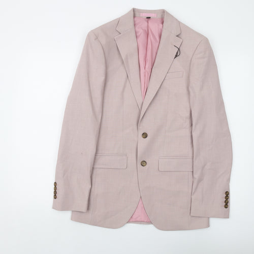Marks and Spencer Mens Pink Polyester Jacket Suit Jacket Size 34 Regular