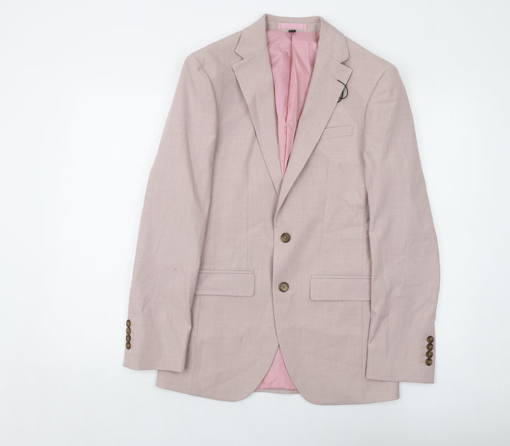 Marks and Spencer Mens Pink Polyester Jacket Suit Jacket Size 34 Regular