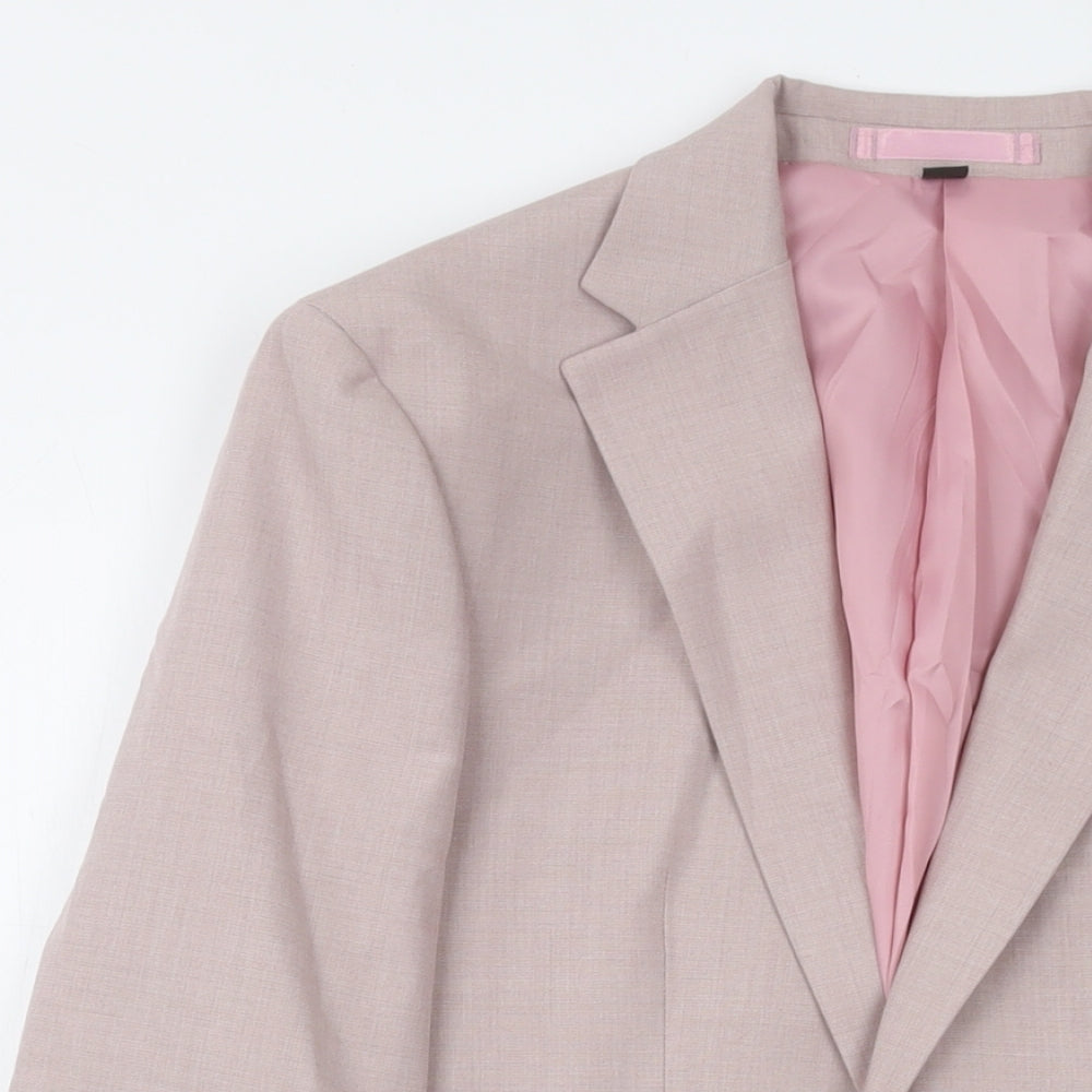 Marks and Spencer Mens Pink Polyester Jacket Suit Jacket Size 34 Regular
