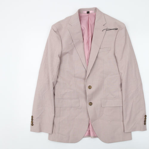 Marks and Spencer Mens Pink Polyester Jacket Suit Jacket Size 36 Regular