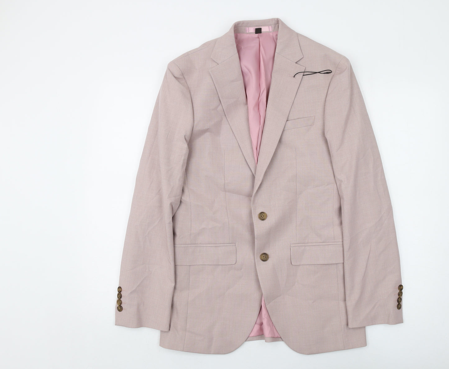 Marks and Spencer Mens Pink Polyester Jacket Suit Jacket Size 36 Regular