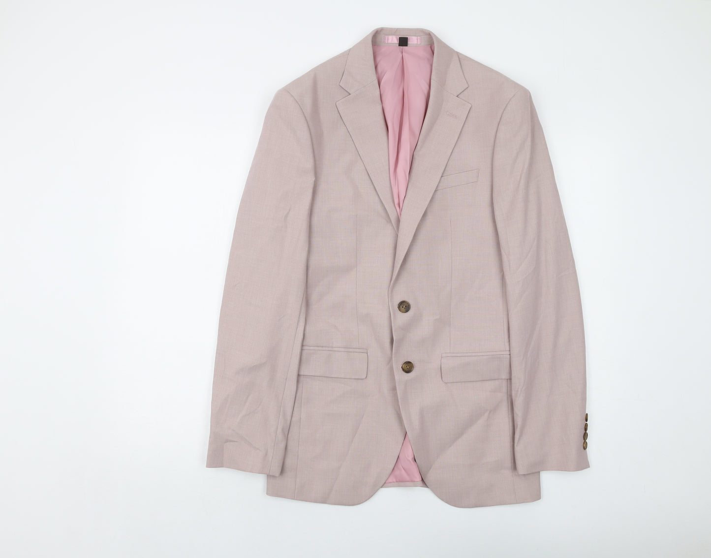 Marks and Spencer Mens Pink Polyester Jacket Suit Jacket Size 36 Regular