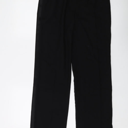 Laura Ashley Womens Black Wool Trousers Size 12 L31 in Regular Button