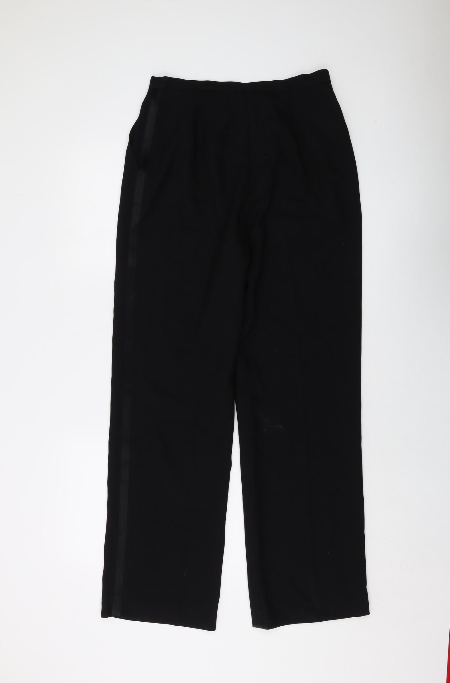 Laura Ashley Womens Black Wool Trousers Size 12 L31 in Regular Button