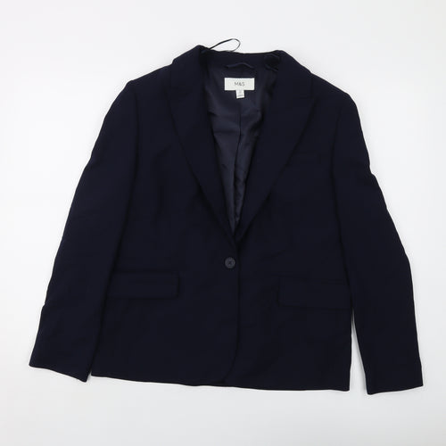 Marks and Spencer Womens Blue Jacket Size 12 Button