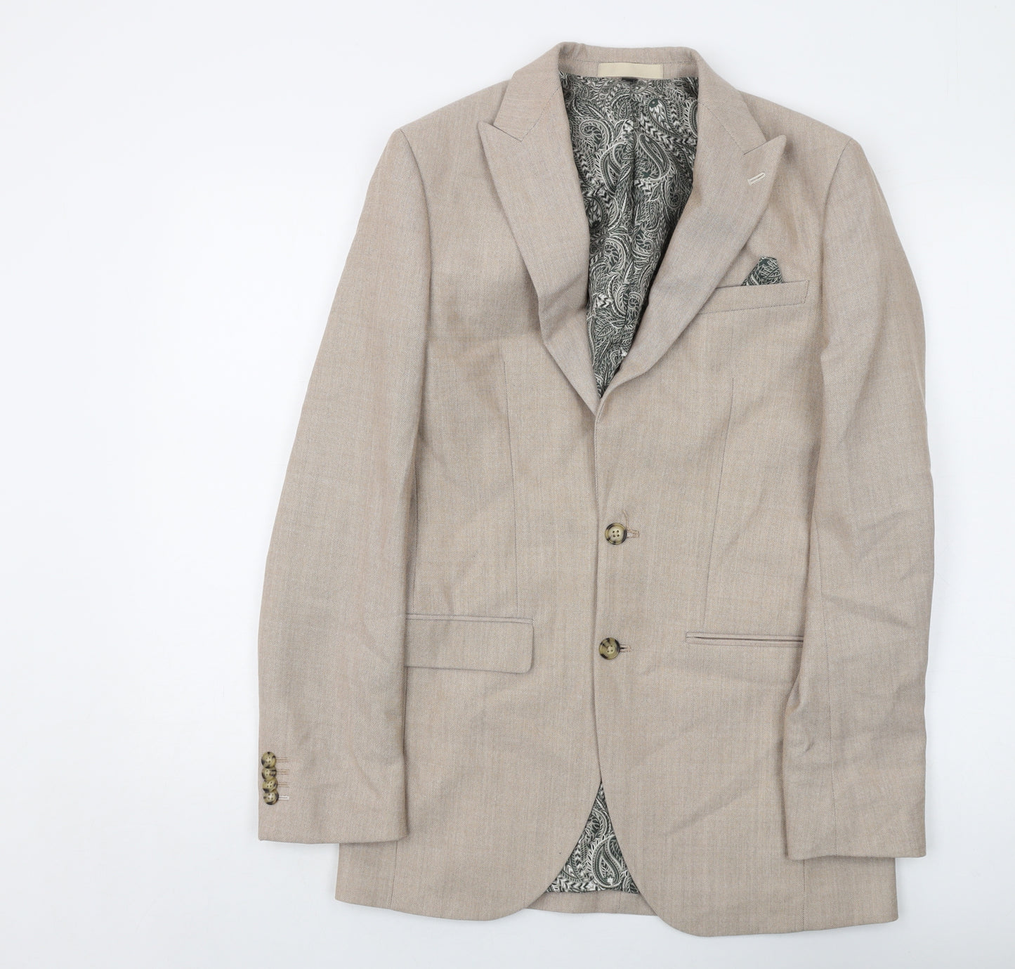 Marks and Spencer Mens Beige Polyester Jacket Suit Jacket Size 36 Regular