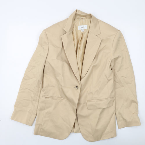 Marks and Spencer Womens Beige Jacket Size 8 Button