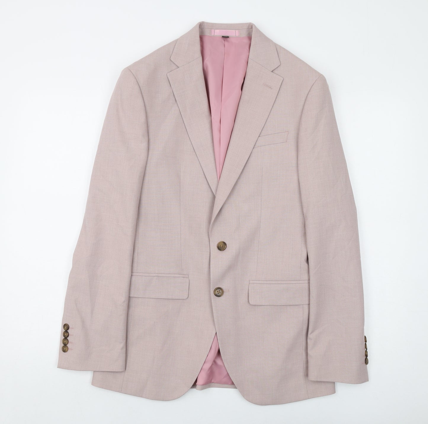 Marks and Spencer Mens Pink Polyester Jacket Suit Jacket Size 36 Regular