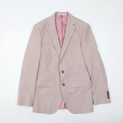 Marks and Spencer Mens Pink Polyester Jacket Suit Jacket Size 36 Regular