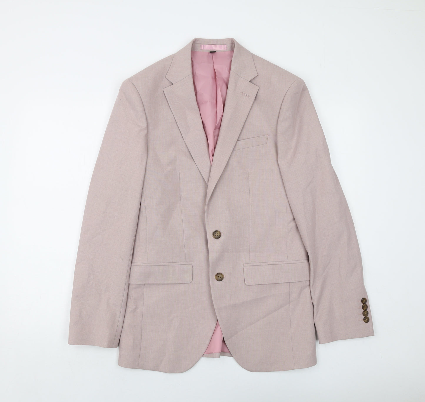 Marks and Spencer Mens Pink Polyester Jacket Suit Jacket Size 36 Regular