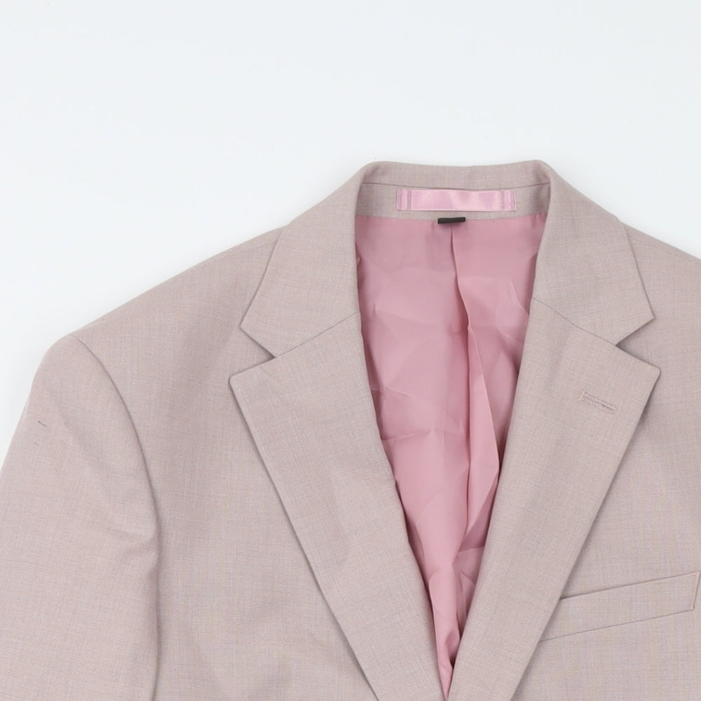 Marks and Spencer Mens Pink Polyester Jacket Suit Jacket Size 36 Regular