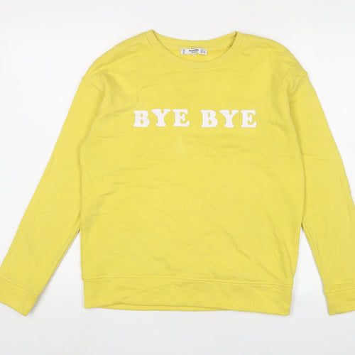 Mango Womens Yellow Cotton Pullover Sweatshirt Size S Pullover - Bye Bye
