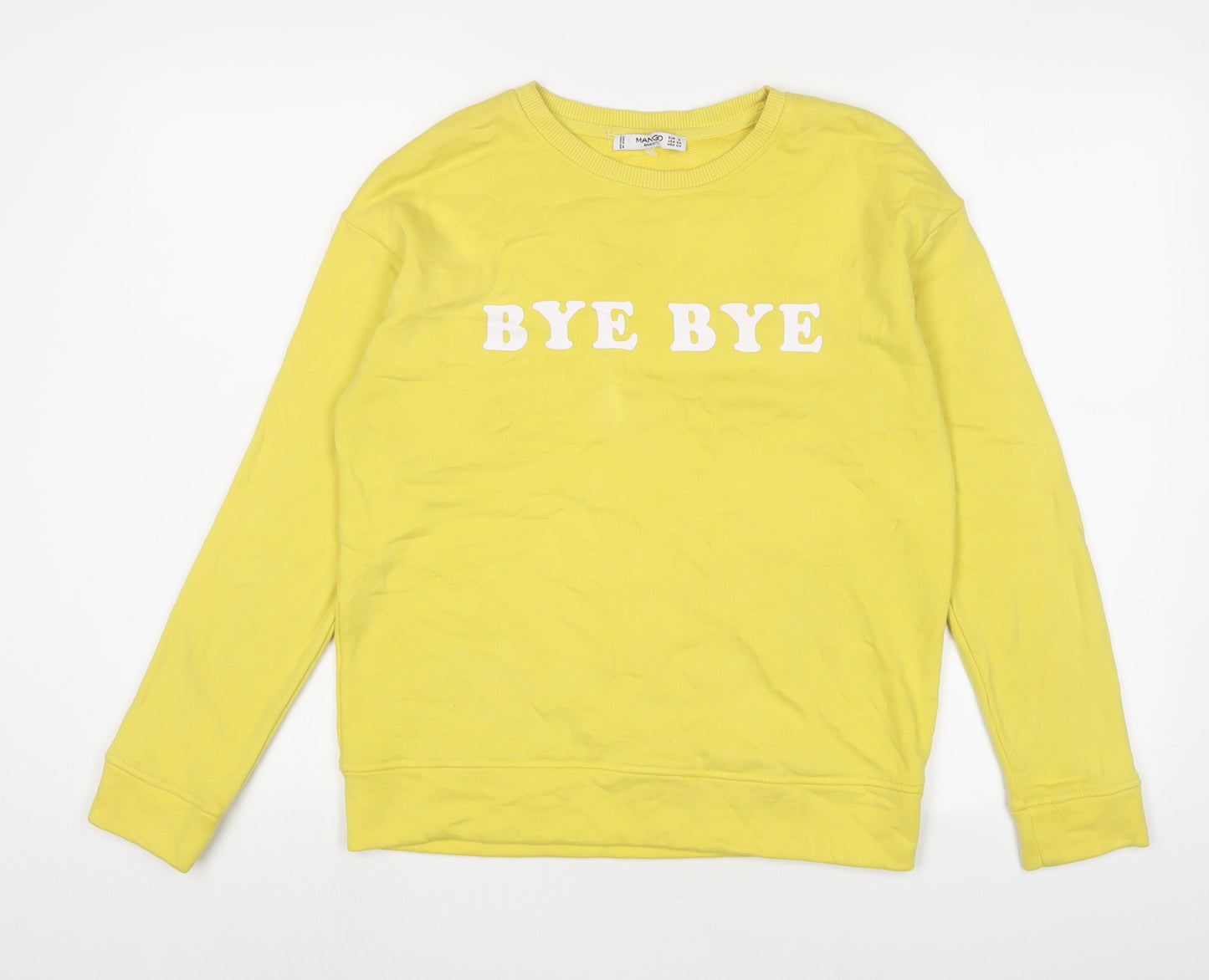 Mango Womens Yellow Cotton Pullover Sweatshirt Size S Pullover - Bye Bye