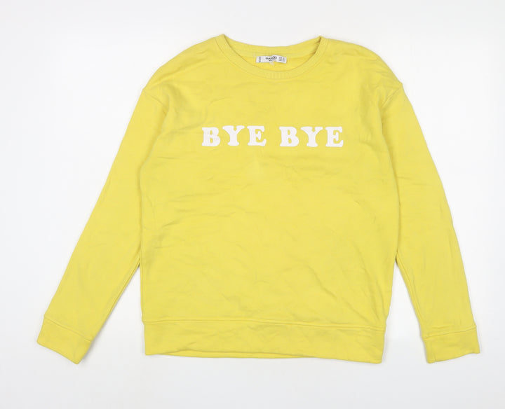 Mango Womens Yellow Cotton Pullover Sweatshirt Size S Pullover - Bye Bye