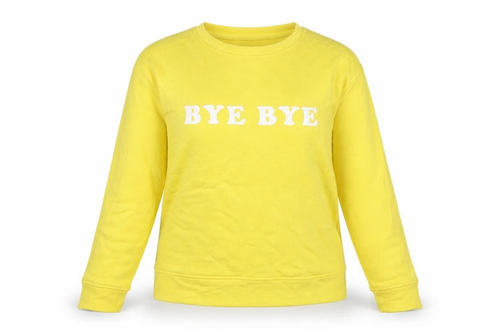 Mango Womens Yellow Cotton Pullover Sweatshirt Size S Pullover - Bye Bye