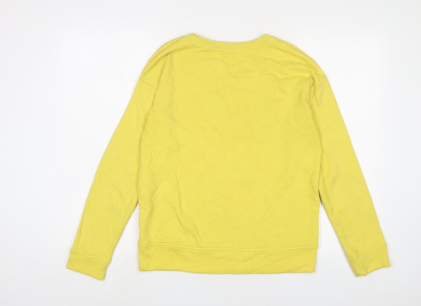 Mango Womens Yellow Cotton Pullover Sweatshirt Size S Pullover - Bye Bye