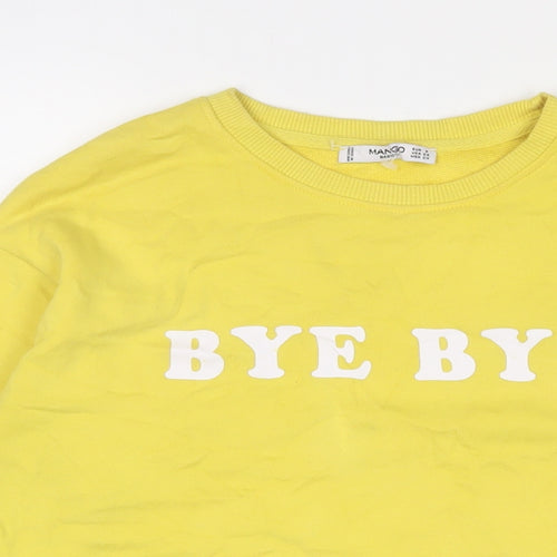 Mango Womens Yellow Cotton Pullover Sweatshirt Size S Pullover - Bye Bye