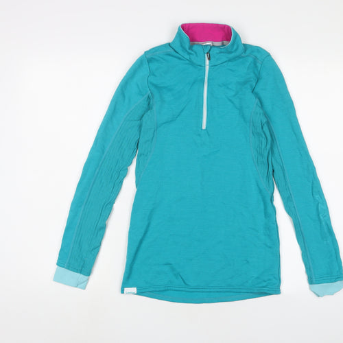 DECATHLON Womens Blue Polyester Pullover Sweatshirt Size S Zip
