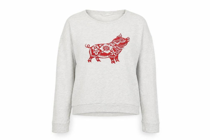 Mango Womens Grey Cotton Pullover Sweatshirt Size L Pullover - Embroidered