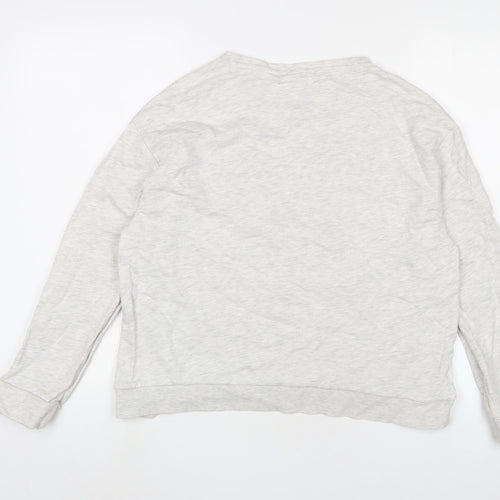 Mango Womens Grey Cotton Pullover Sweatshirt Size L Pullover - Embroidered