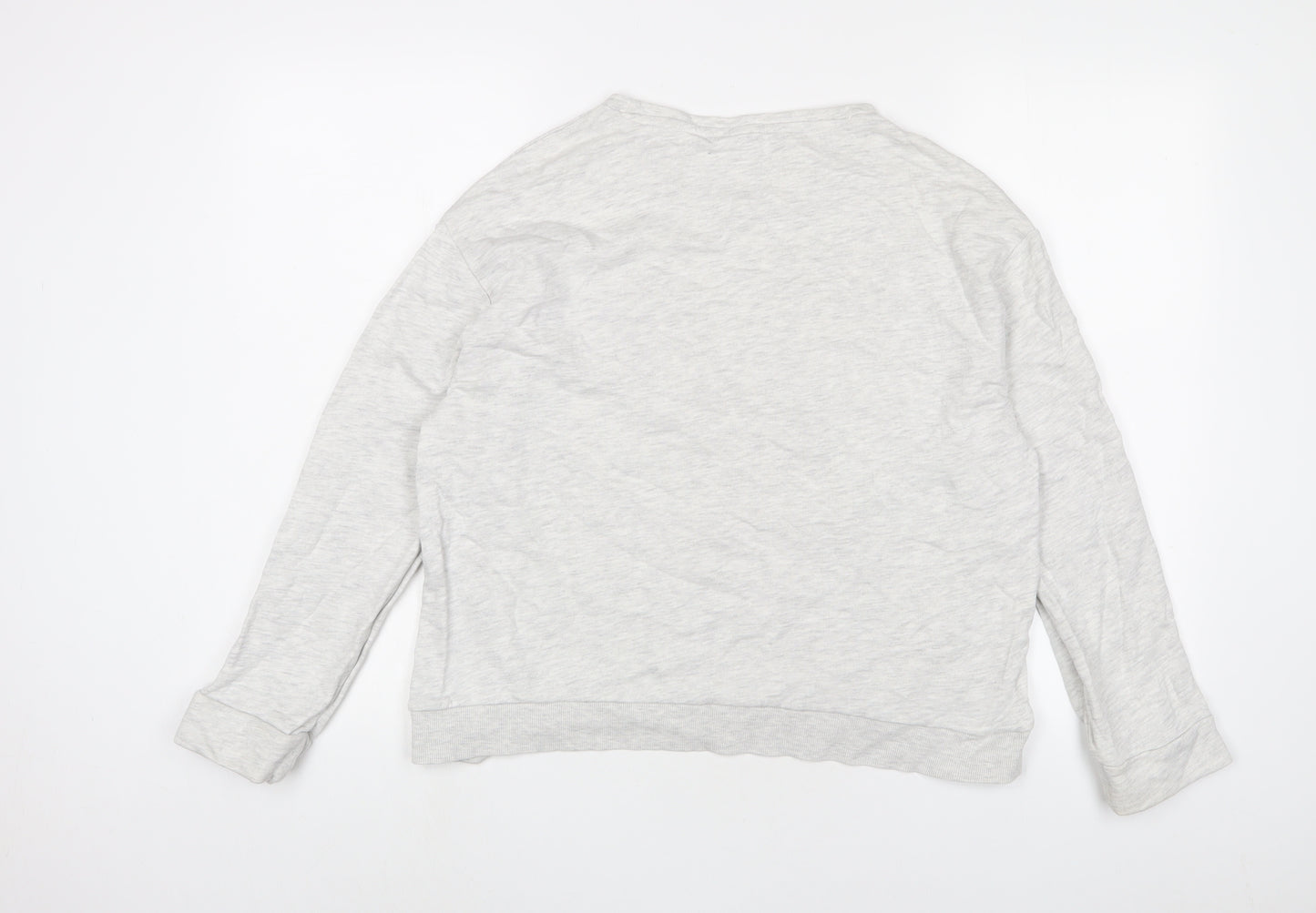 Mango Womens Grey Cotton Pullover Sweatshirt Size L Pullover - Embroidered