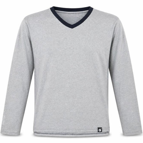 THE WHITE COMPANY Mens Grey Polyester T-Shirt Size M V-Neck - Embroidered
