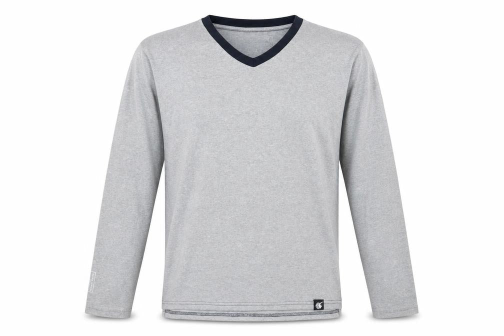 THE WHITE COMPANY Mens Grey Polyester T-Shirt Size M V-Neck - Embroidered