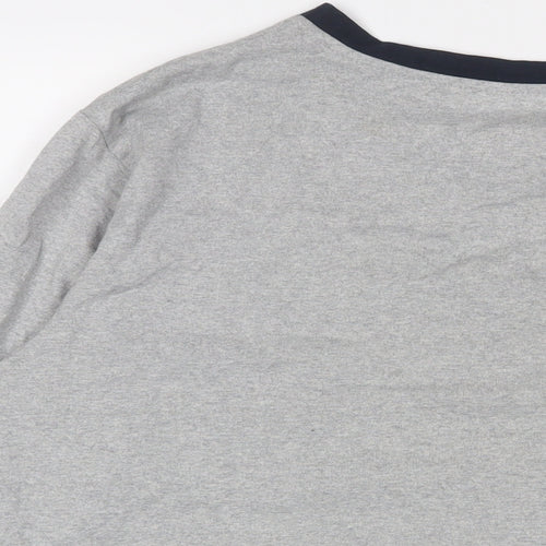 THE WHITE COMPANY Mens Grey Polyester T-Shirt Size M V-Neck - Embroidered