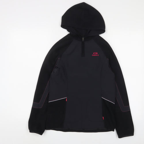 DECATHLON Womens Black Polyester Pullover Sweatshirt Size 8 Zip - Logo, Embroidered