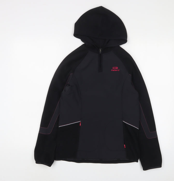 DECATHLON Womens Black Polyester Pullover Sweatshirt Size 8 Zip - Logo, Embroidered