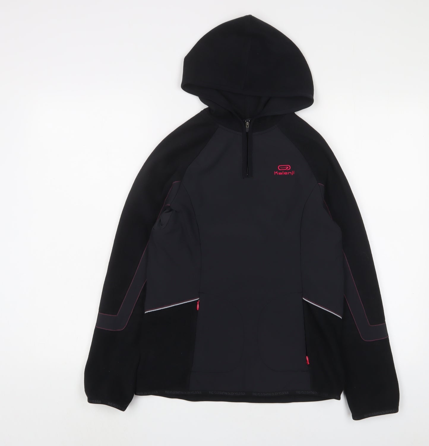 DECATHLON Womens Black Polyester Pullover Sweatshirt Size 8 Zip - Logo, Embroidered