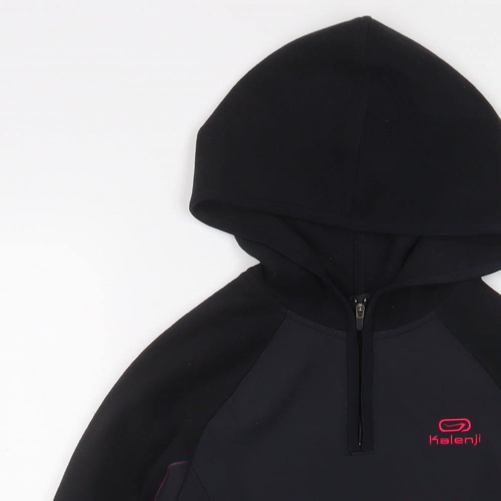 DECATHLON Womens Black Polyester Pullover Sweatshirt Size 8 Zip - Logo, Embroidered