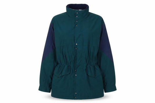 Front view of Ronhill women’s green jacket coat, size S, zip