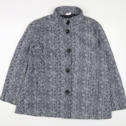 Anne De Lancay Womens Grey Geometric Jacket Size M Button