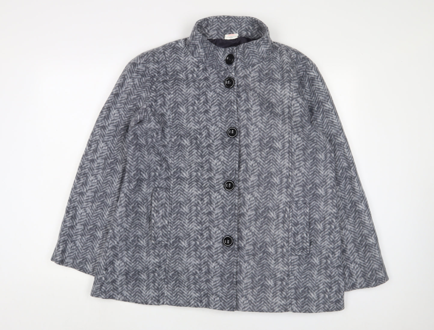 Anne De Lancay Womens Grey Geometric Jacket Size M Button