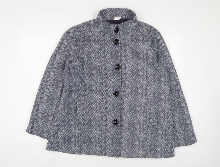 Anne De Lancay Womens Grey Geometric Jacket Size M Button